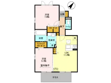 ディアコートK(2LDK/1階)の間取り写真