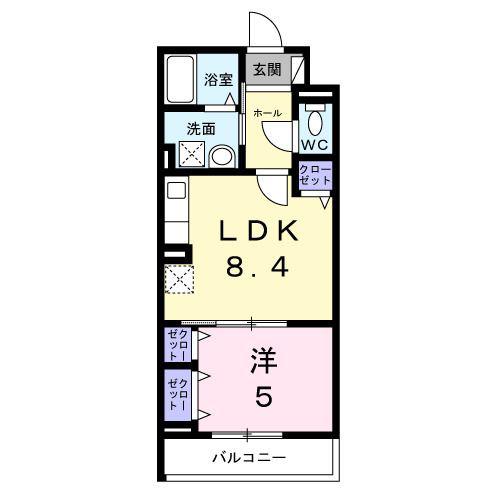ヒカルサ尼崎神崎町(1LDK/3階)の間取り写真