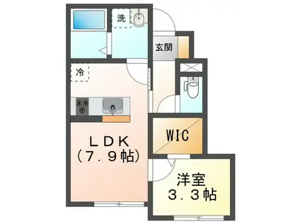 ジルメゾン(1LDK/1階)の間取り写真
