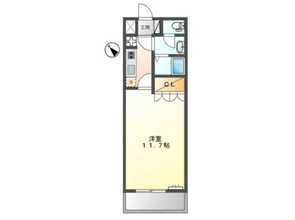 トリムガーデンサカクラ(1K/2階)の間取り写真