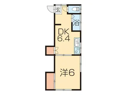 DSハイツ学校町(1DK/2階)の間取り写真