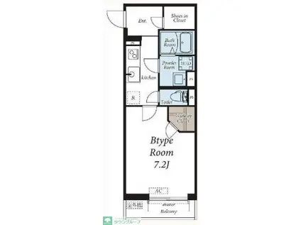 CHAMPVALLON千人町(1K/1階)の間取り写真