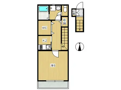 メゾンソレイユ(1K/2階)の間取り写真