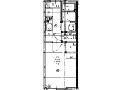 パセオグランデ四街道(1K/1階)の間取り写真