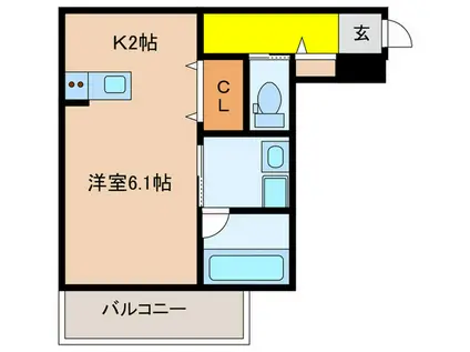 石橋3丁目(1K/1階)の間取り写真