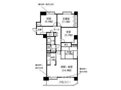 ロジェウインズ515(4LDK/9階)の間取り写真