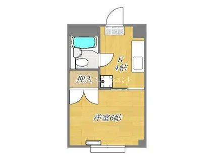 シャルムカサイII(1K/3階)の間取り写真