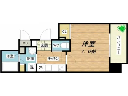 アマービレ森之宮(1K/7階)の間取り写真