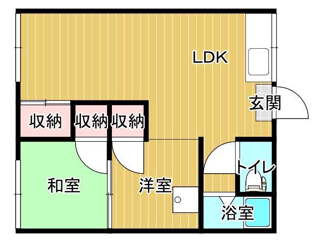 さいわいアパート(2DK/2階)の間取り写真