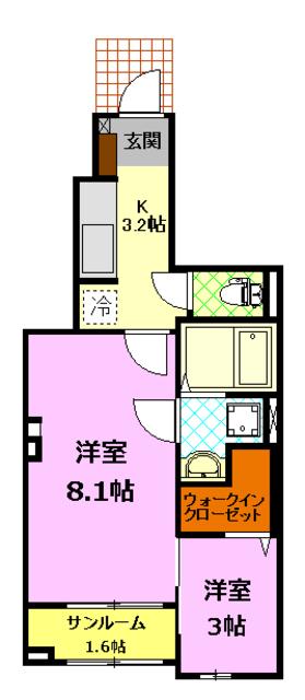 シャンテ フルール(2K/1階)の間取り写真