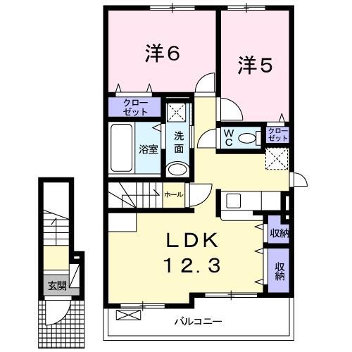 ベル リアン A(2LDK/2階)の間取り写真