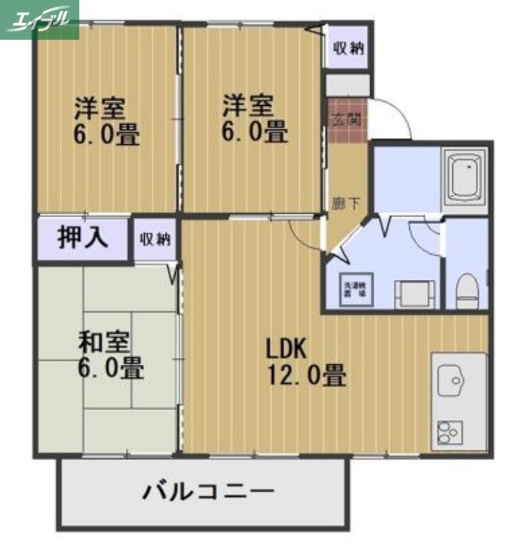 ゼフィール芳泉C棟(3LDK/2階)の間取り写真