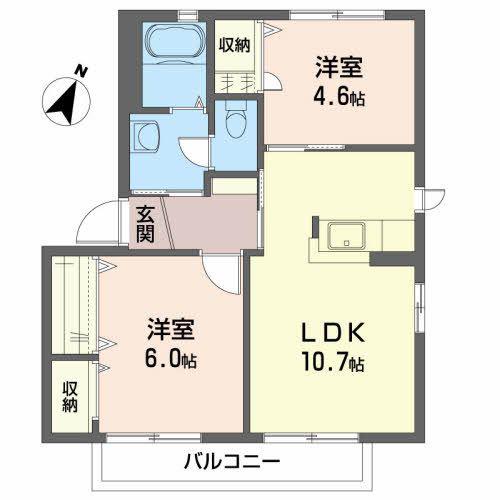 フェニックスC(2LDK/1階)の間取り写真