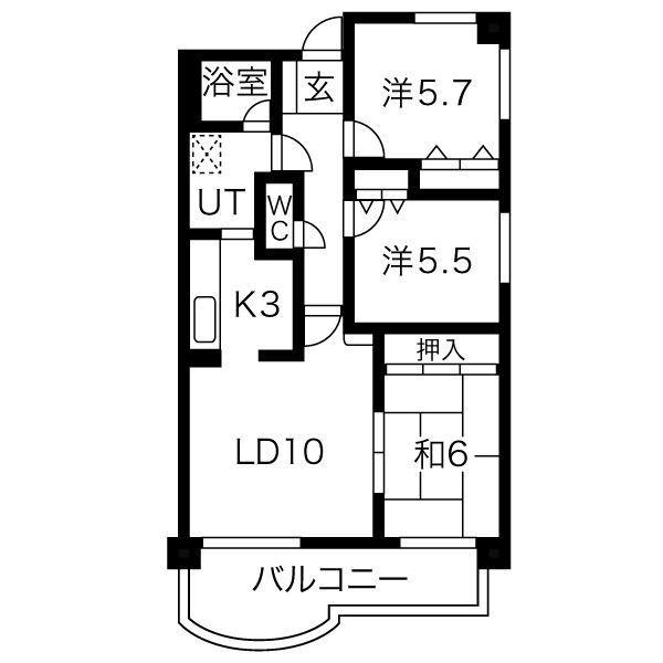 サンシャイン93(3LDK/5階)の間取り写真