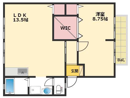 ハイツサンライフ(1LDK/2階)の間取り写真