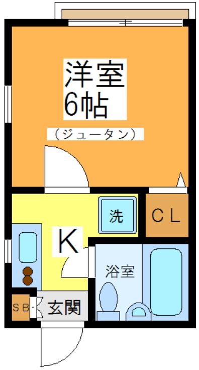 エスポワールB(1K/1階)の間取り写真