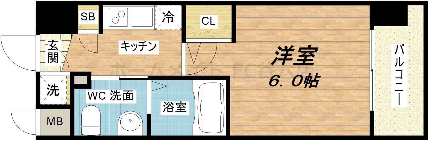 エスリード梅田グランノース(1K/6階)の間取り写真