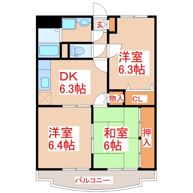 ガーデンハイツ金峰(3DK/1階)の間取り写真
