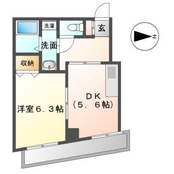 パルコート伊勢山(1DK/4階)の間取り写真