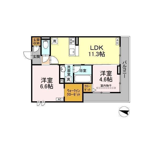 仮D-ROOM長泉町下土狩(2LDK/3階)の間取り写真