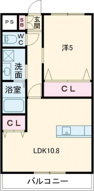 グランドハイツ馬場山緑(1LDK/3階)の間取り写真