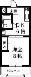 グリーンハイツ根洗(1DK/2階)の間取り写真