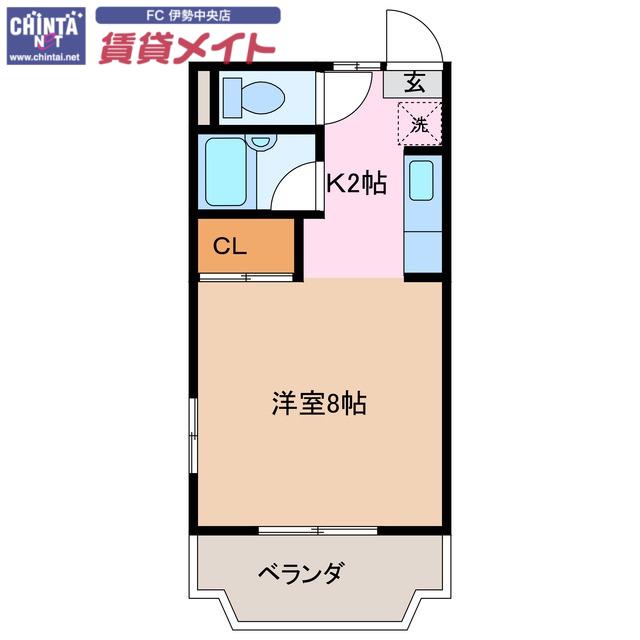 コーポみその(1K/2階)の間取り写真