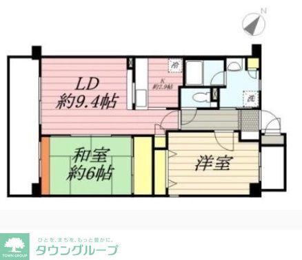 キングホームズ1番館A棟(2LDK/1階)の間取り写真