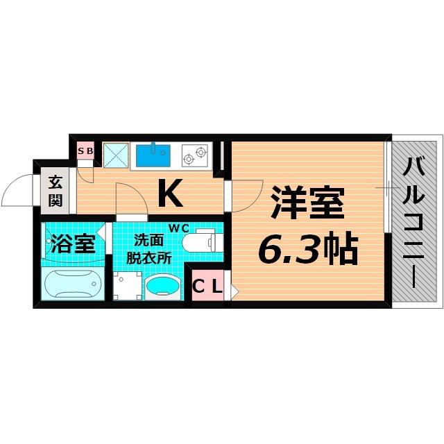 ドゥエリング千林商店街(1K/2階)の間取り写真