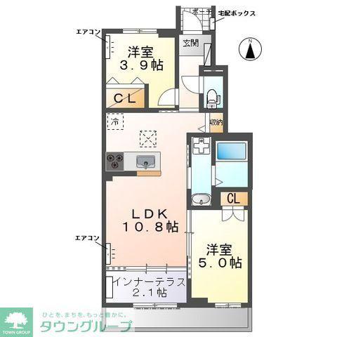 ウエストビレッヂII(2LDK/1階)の間取り写真