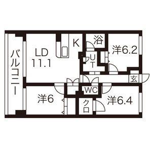 アビタシオンみなみ(3LDK/6階)の間取り写真