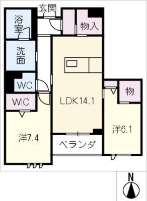 フェリクス黒川(2LDK/3階)の間取り写真