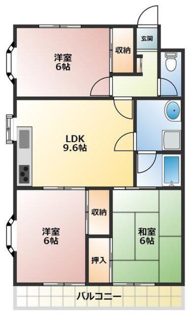 加藤ハイツ(3LDK/1階)の間取り写真