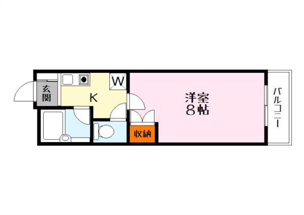 プロスパⅡ(1K/2階)の間取り写真