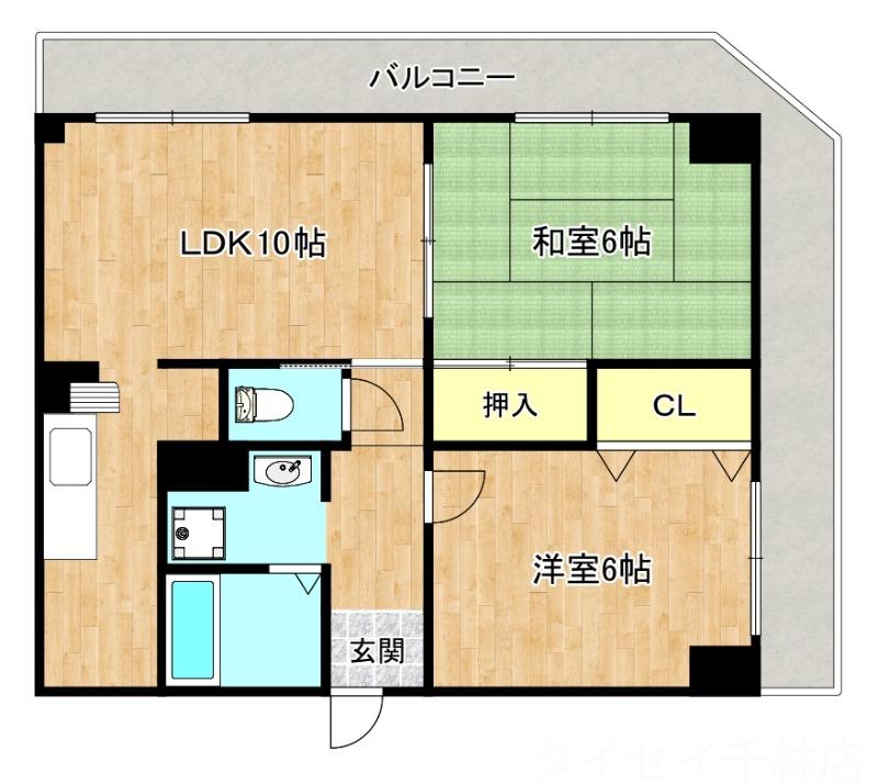 フロレアール都島(2LDK/3階)の間取り写真