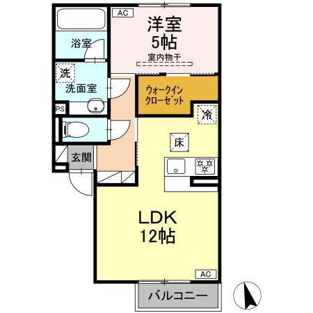 パルミエ III(1LDK/1階)の間取り写真