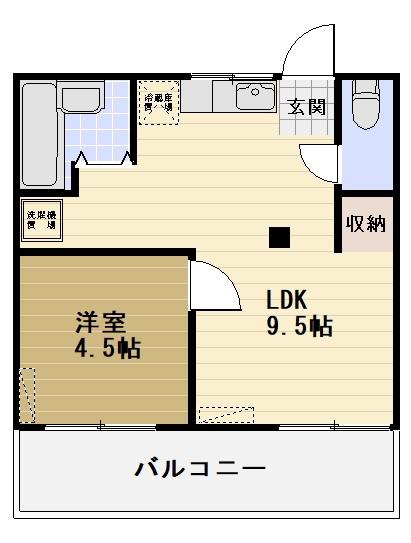 松葉ハイツ(1LDK/1階)の間取り写真