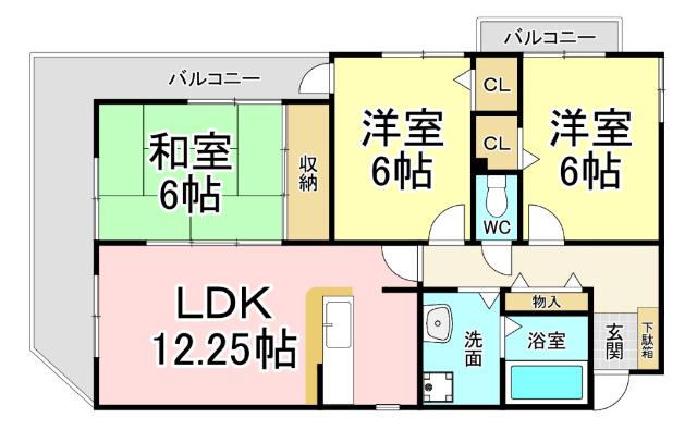 エクセル徳力(3LDK/4階)の間取り写真
