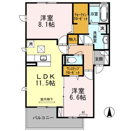 RE・EARTHの杜はな(2LDK/2階)の間取り写真