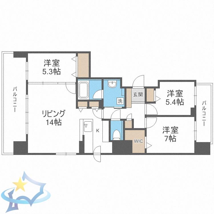 円山ザ・レジデンス(3LDK/5階)の間取り写真