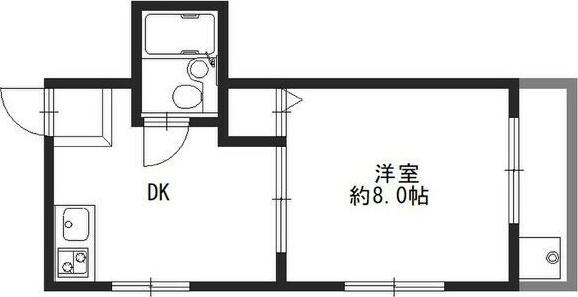 ハイムヤマウチ(1DK/3階)の間取り写真