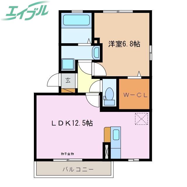 ルフレール(1LDK/2階)の間取り写真