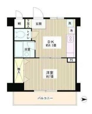 陽光ハイツ北上野(1DK/12階)の間取り写真