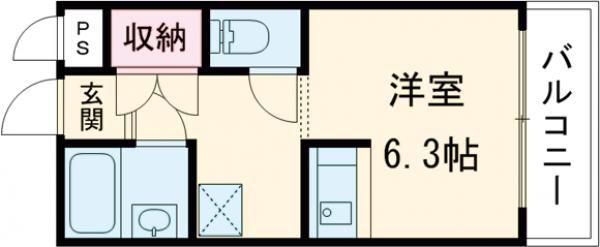 モンテメール学園前(ワンルーム/4階)の間取り写真