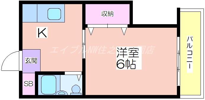ドリームコート住吉大社(1K/5階)の間取り写真