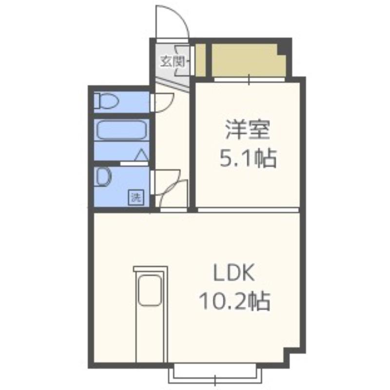カリス南郷(1LDK/3階)の間取り写真