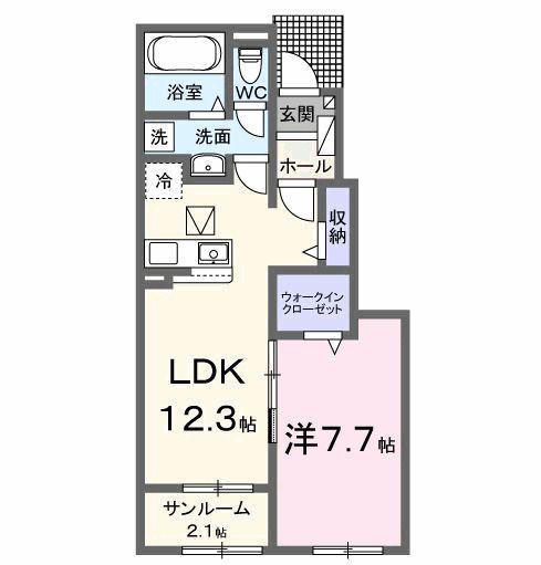 レスポワール A(1LDK/1階)の間取り写真