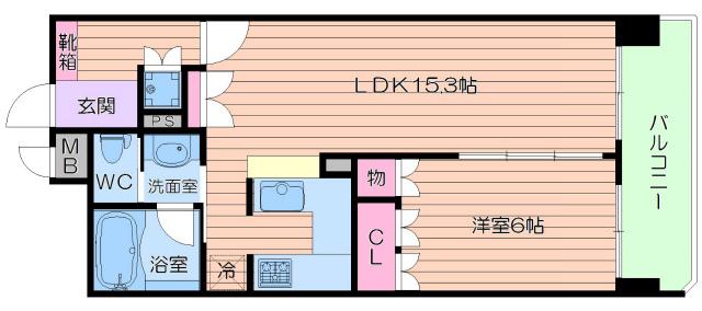 リーガル江戸堀(1LDK/11階)の間取り写真