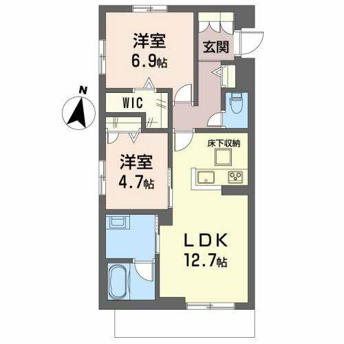 アインス(2LDK/1階)の間取り写真