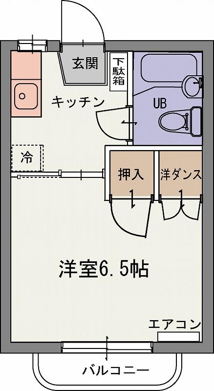 カーサうべA(1K/2階)の間取り写真